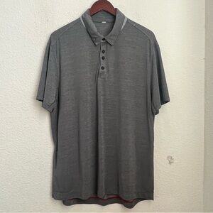 Lululemon Polo Shirt Grey Short Sleeve Golf Mens Sz XL
